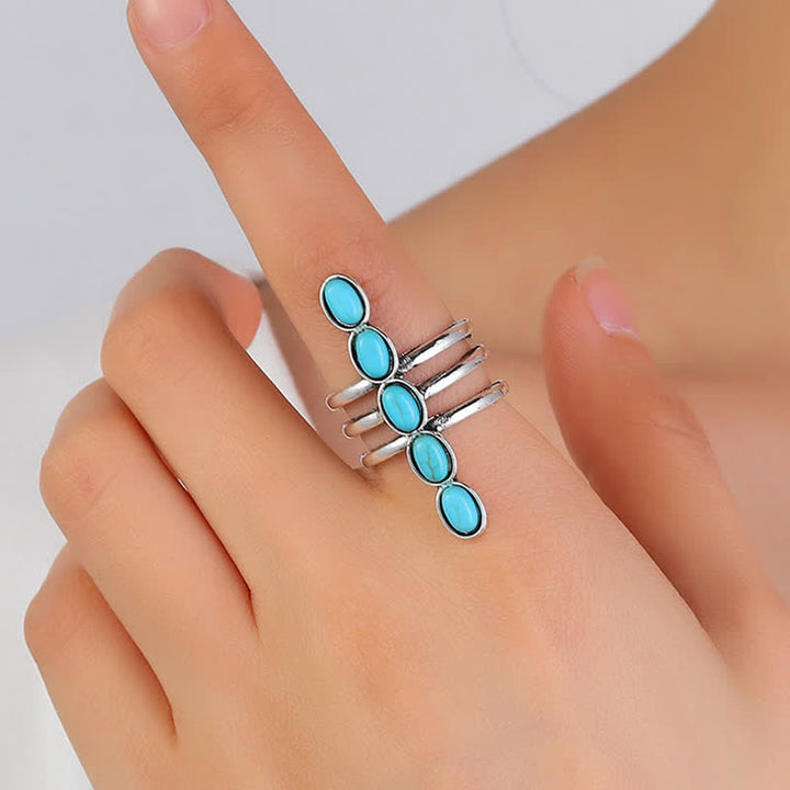 Anello in lega a strisce turchesi Bohemia Olivenorma