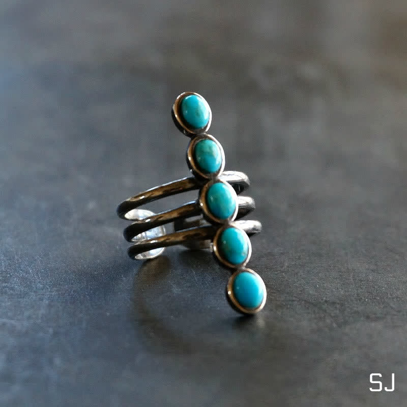 Anello in lega a strisce turchesi Bohemia Olivenorma