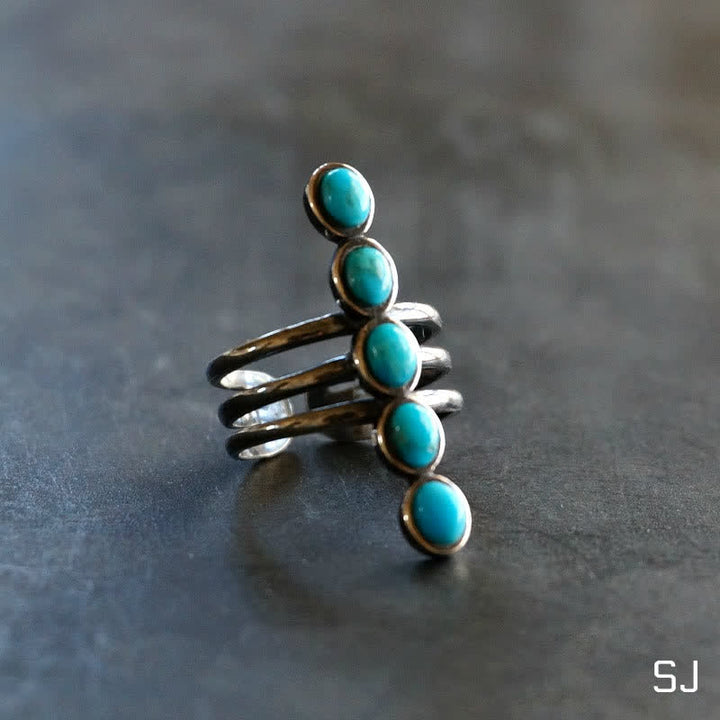 Anello in lega a strisce turchesi Bohemia Olivenorma