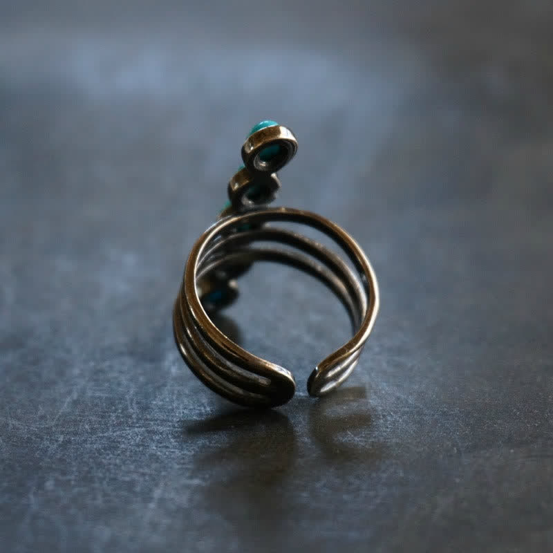 Anello in lega a strisce turchesi Bohemia Olivenorma