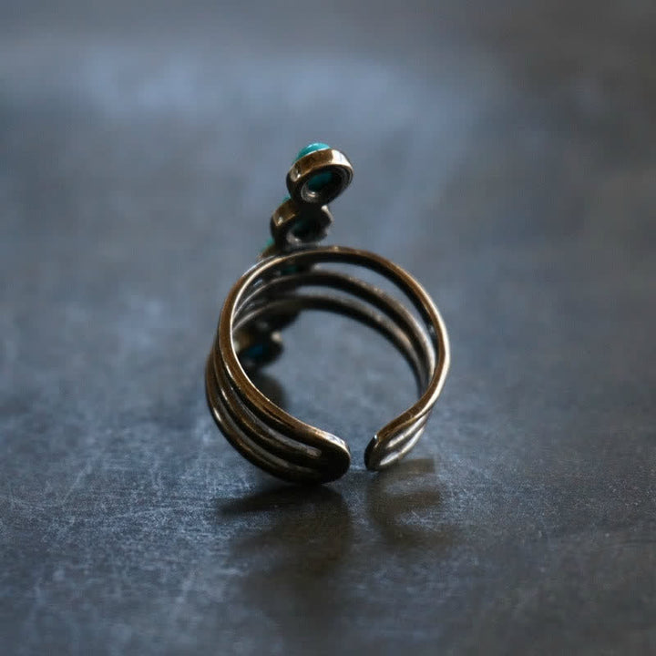 Anello in lega a strisce turchesi Bohemia Olivenorma