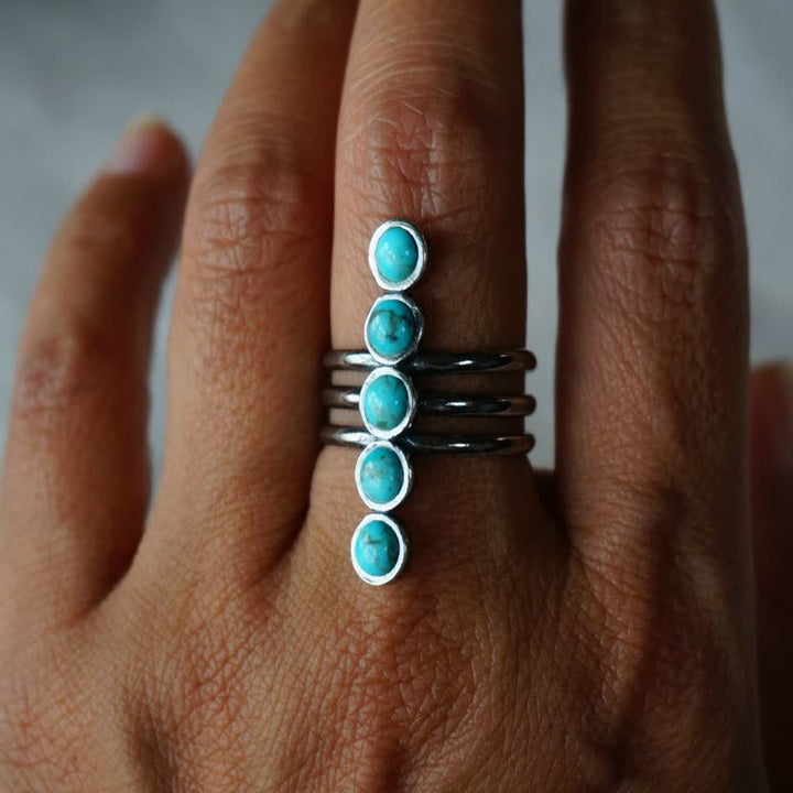 Anello in lega a strisce turchesi Bohemia Olivenorma