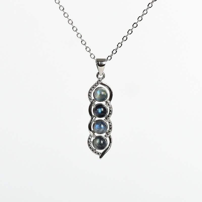 Collana con ciondolo a forma di pisello in conchiglia di labradorite Olivenorma, set di gioielli con fiocco di neve