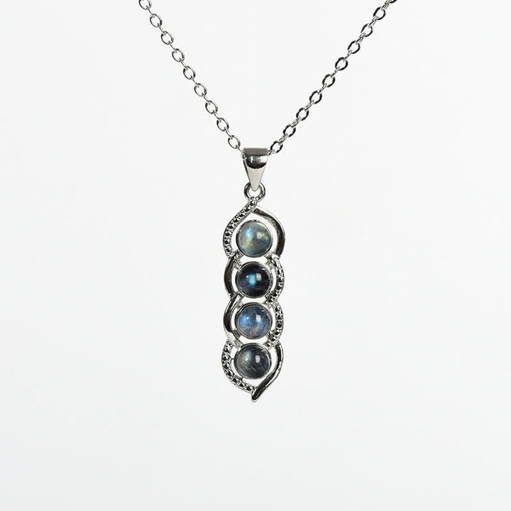 Collana con ciondolo a forma di pisello in conchiglia di labradorite Olivenorma, set di gioielli con fiocco di neve