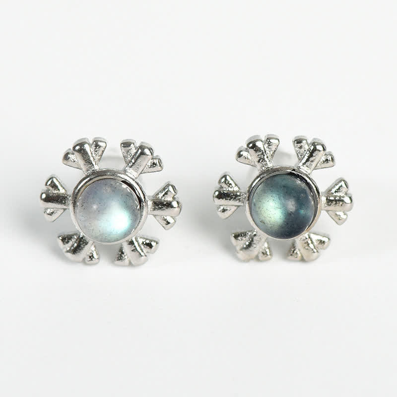 Collana con ciondolo a forma di pisello in conchiglia di labradorite Olivenorma, set di gioielli con fiocco di neve