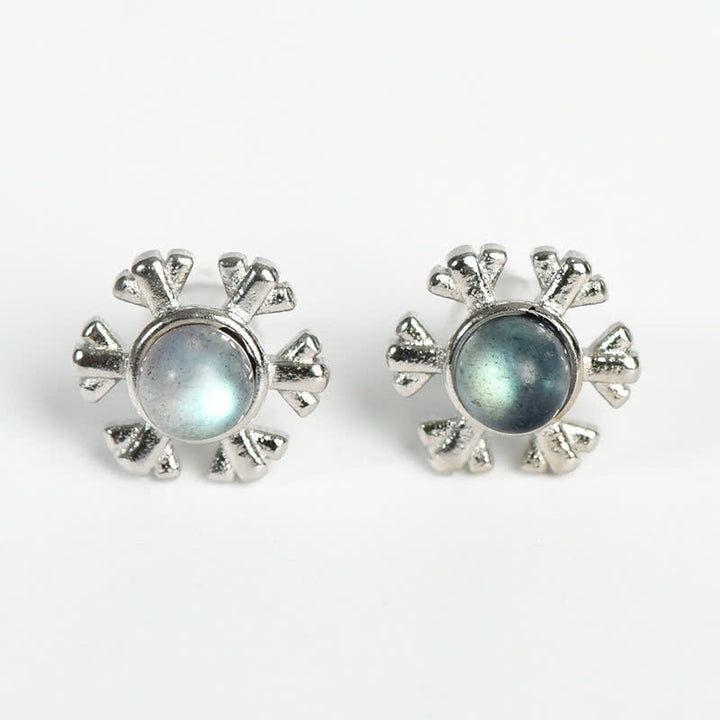 Collana con ciondolo a forma di pisello in conchiglia di labradorite Olivenorma, set di gioielli con fiocco di neve