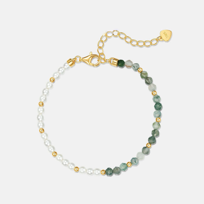 Olivenorma Moss Agate Perle d'acqua dolce Collana Bracciale Gioielli Set