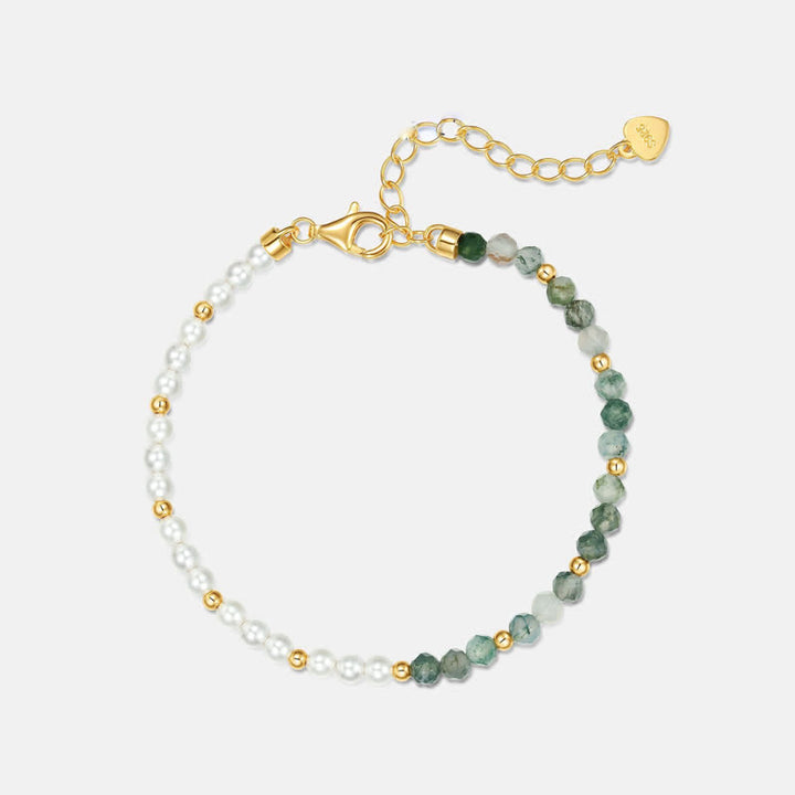 Olivenorma Moss Agate Perle d'acqua dolce Collana Bracciale Gioielli Set