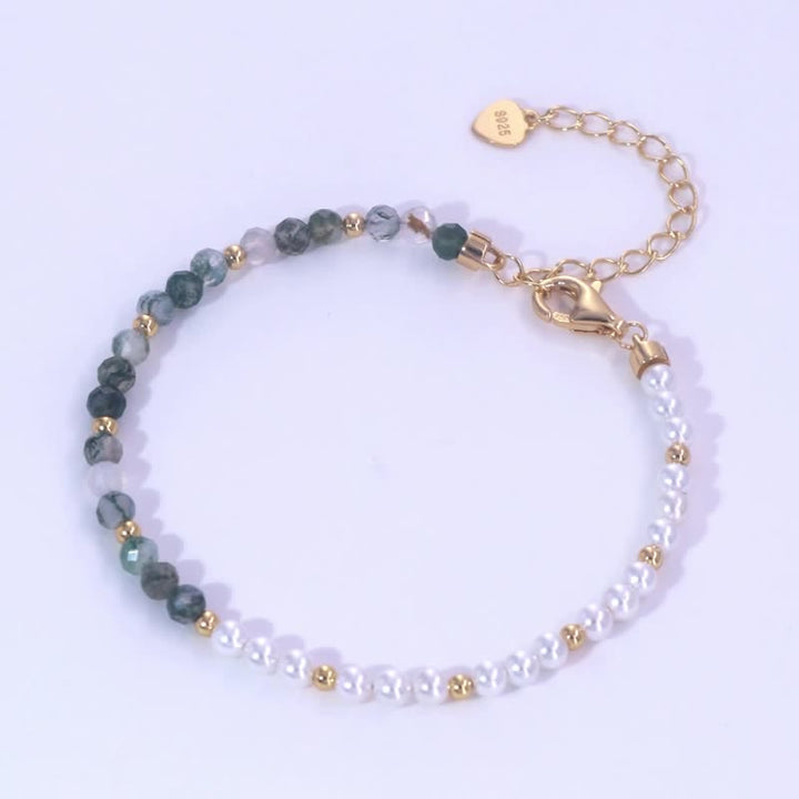 Olivenorma Moss Agate Perle d'acqua dolce Collana Bracciale Gioielli Set
