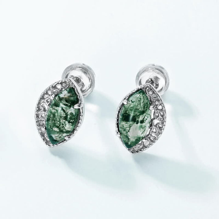 Olivenorma orecchini collana anello set di gioielli in agata muschiata argento