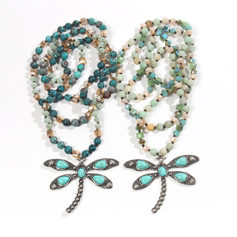 Olivenorma Collana con ciondolo a forma di libellula turchese da 6 mm