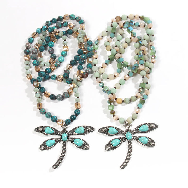 Olivenorma Collana con ciondolo a forma di libellula turchese da 6 mm