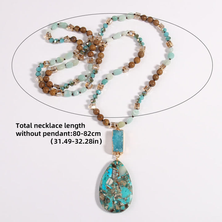 Collana con ciondolo a goccia in cristallo a grappolo di perle di pietra dell'imperatore Olivenorma