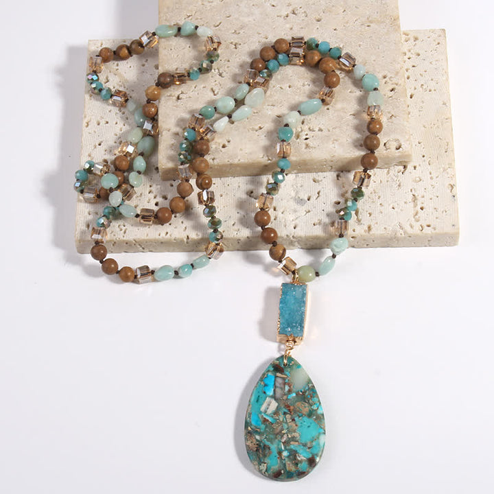 Collana con ciondolo a goccia in cristallo a grappolo di perle di pietra dell'imperatore Olivenorma