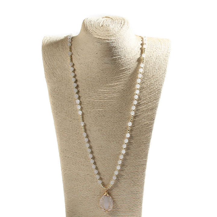 Collana con ciondolo a forma di goccia con perline di pietra Olivenorma Tree Of Life