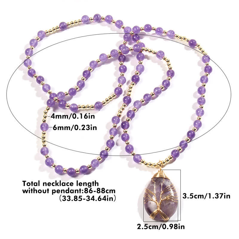 Collana con ciondolo a forma di goccia con perline di pietra Olivenorma Tree Of Life