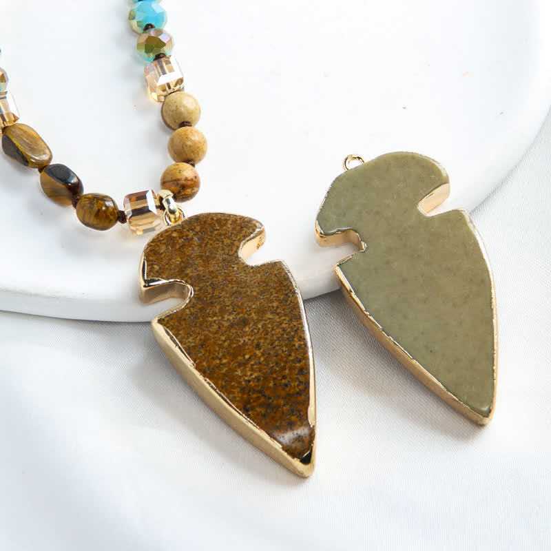 Collana con ciondolo a forma di freccia con perline di cristallo naturale Olivenorma