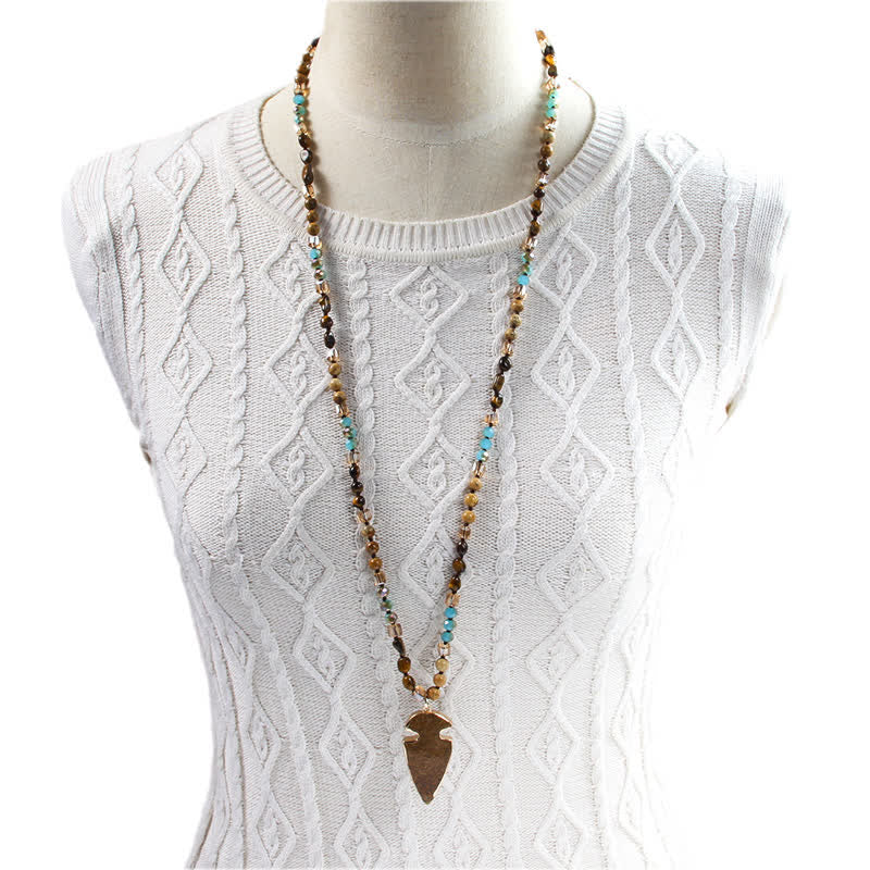 Collana con ciondolo a forma di freccia con perline di cristallo naturale Olivenorma