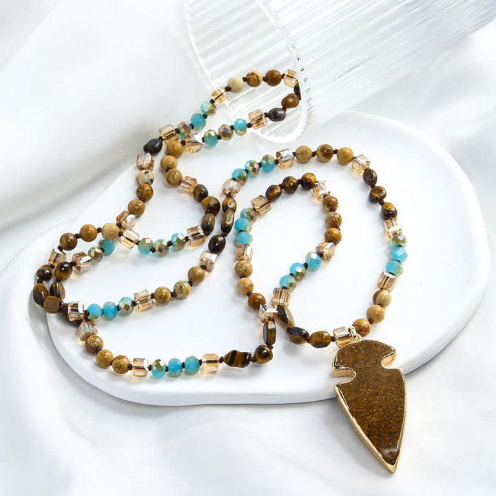 Collana con ciondolo a forma di freccia con perline di cristallo naturale Olivenorma