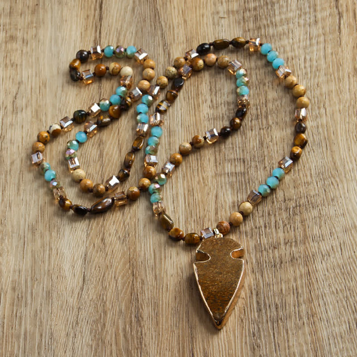 Collana con ciondolo a forma di freccia con perline di cristallo naturale Olivenorma