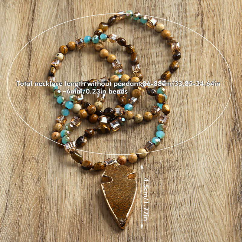 Collana con ciondolo a forma di freccia con perline di cristallo naturale Olivenorma