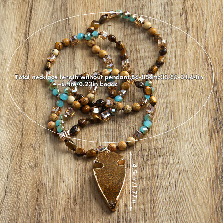 Collana con ciondolo a forma di freccia con perline di cristallo naturale Olivenorma