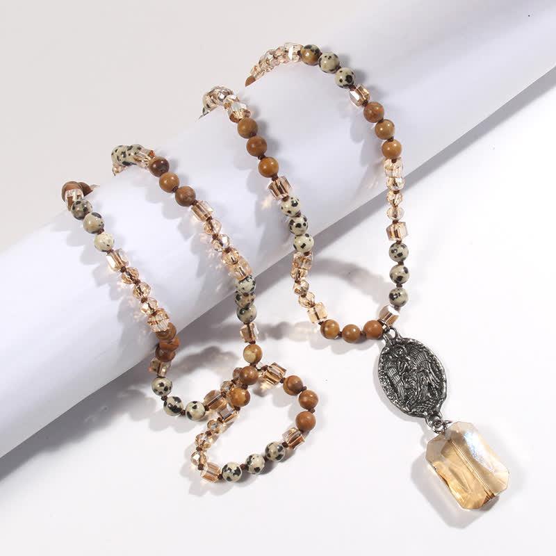 Collana con ciondolo a forma di angelo con perline di cristallo naturale Olivenorma