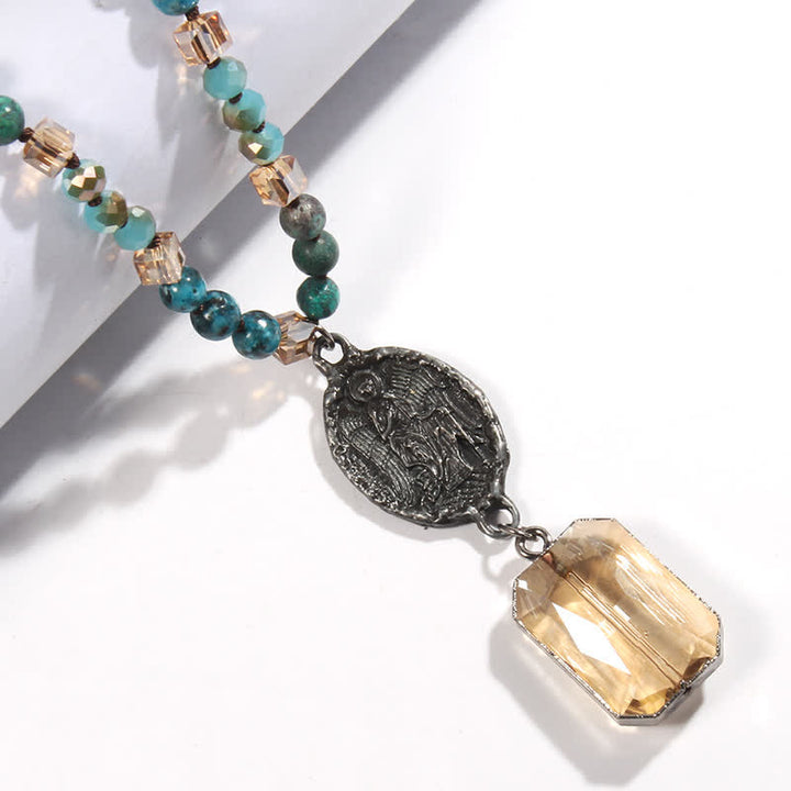 Collana con ciondolo a forma di angelo con perline di cristallo naturale Olivenorma