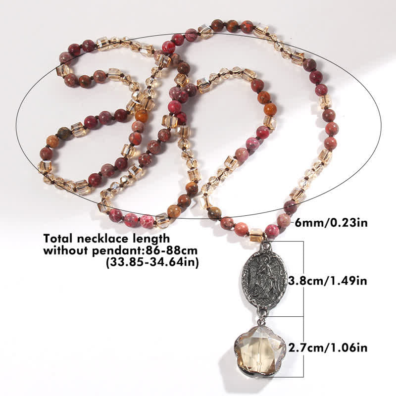 Collana con ciondolo a forma di angelo con perline di cristallo naturale Olivenorma