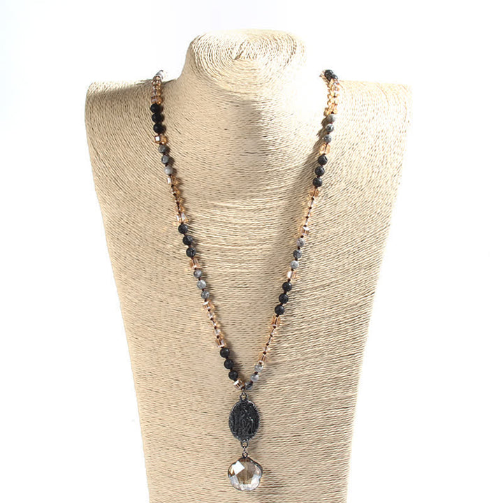 Collana con ciondolo a forma di angelo con perline di cristallo naturale Olivenorma