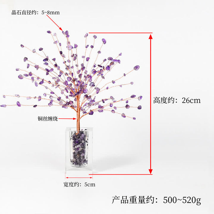 Olivenorma Ciotola di vetro con ghiaia di cristallo naturale Feng Shui Tree 