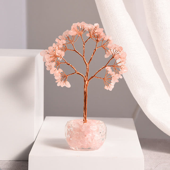 Olivenorma Ciotola di vetro con ghiaia di cristallo naturale Feng Shui Tree 