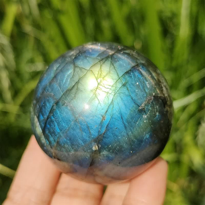 Sfera di cristallo di labradorite naturale Olivenorma