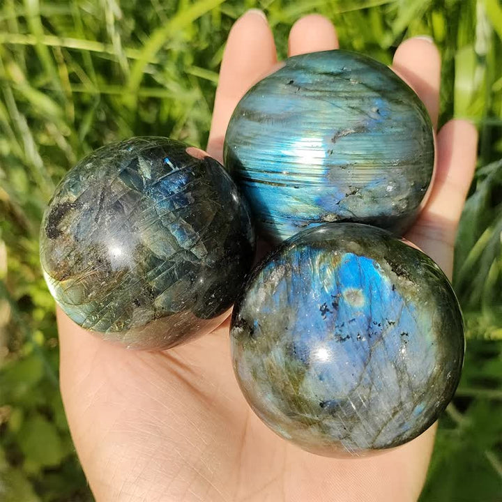 Sfera di cristallo di labradorite naturale Olivenorma