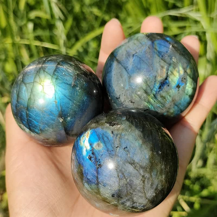Sfera di cristallo di labradorite naturale Olivenorma