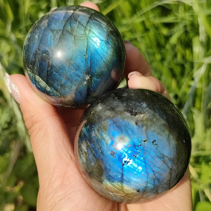 Sfera di cristallo di labradorite naturale Olivenorma
