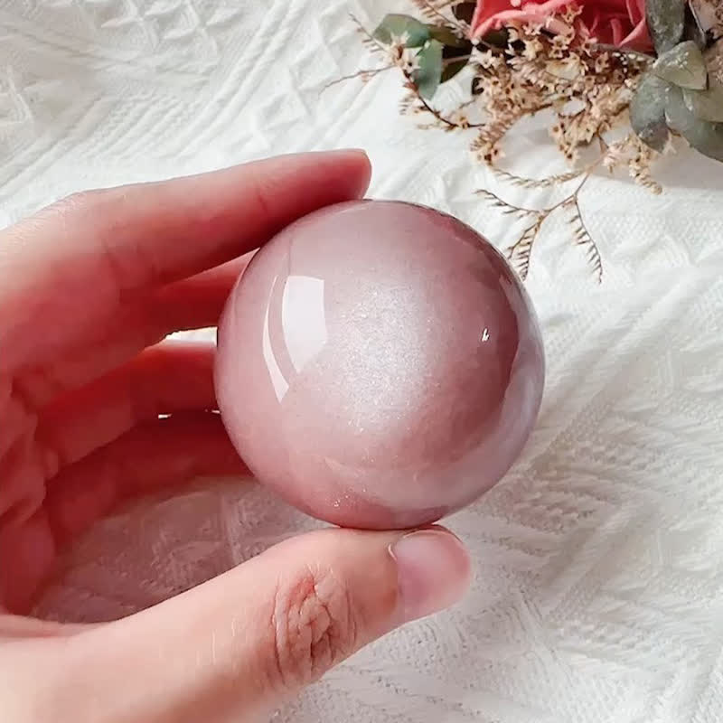 Sfera di cristallo di pietra di luna rosa naturale Olivenorma