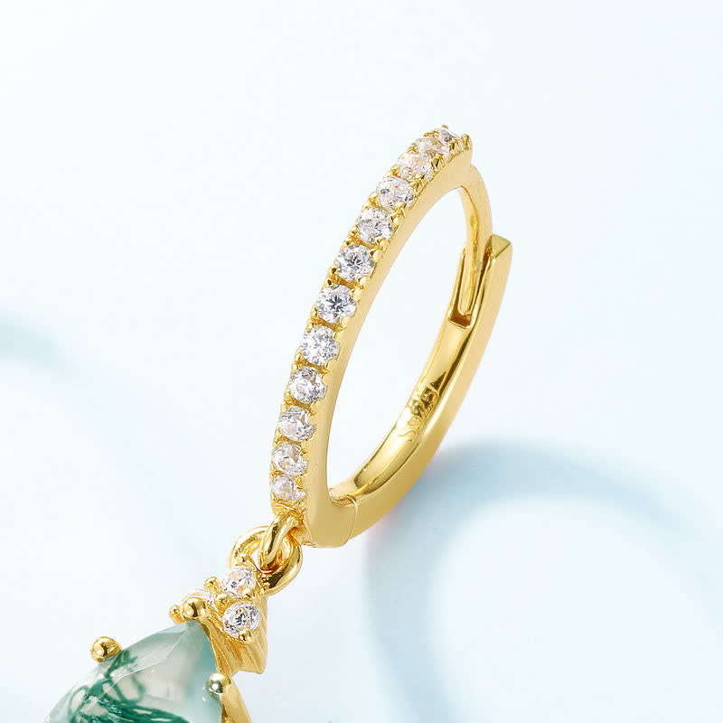 Set di gioielli Olivenorma con goccia d'acqua in agata muschiata dorata - image 10