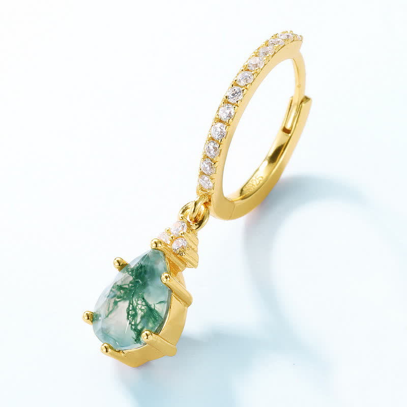 Set di gioielli Olivenorma con goccia d'acqua in agata muschiata dorata - image 9