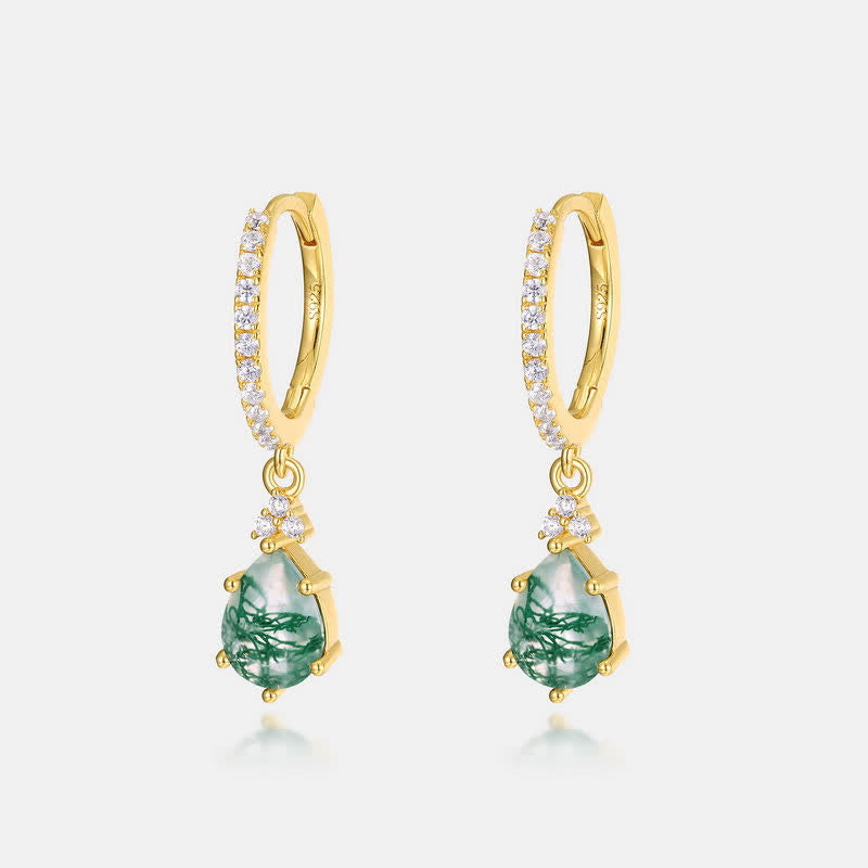 Set di gioielli Olivenorma con goccia d'acqua in agata muschiata dorata