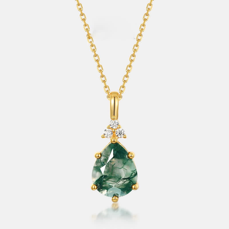 Set di gioielli Olivenorma con goccia d'acqua in agata muschiata dorata - 40+5cm - Collana - image 1