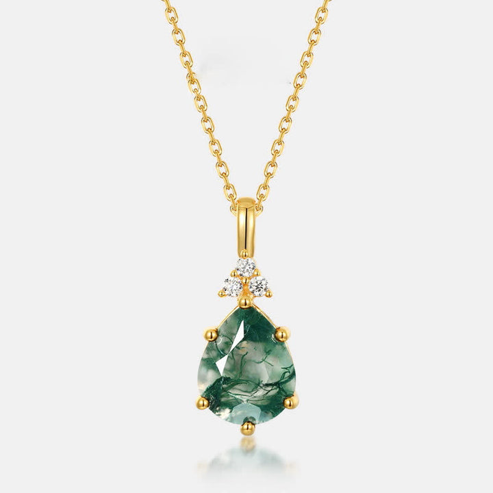 Set di gioielli Olivenorma con goccia d'acqua in agata muschiata dorata - 40+5cm - Collana - image 1