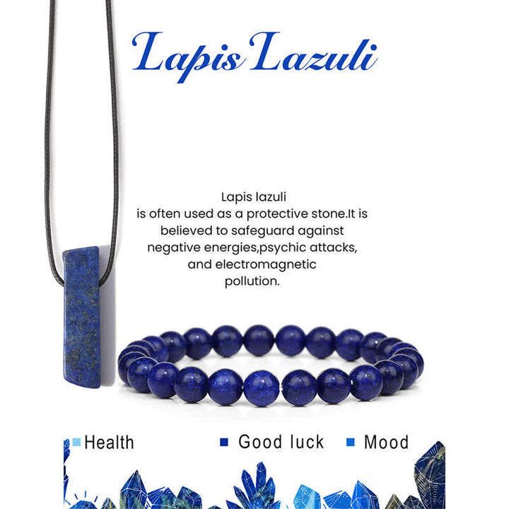 Olivenorma Collana con ciondolo in pietra naturale Bracciale con perline Set di gioielli