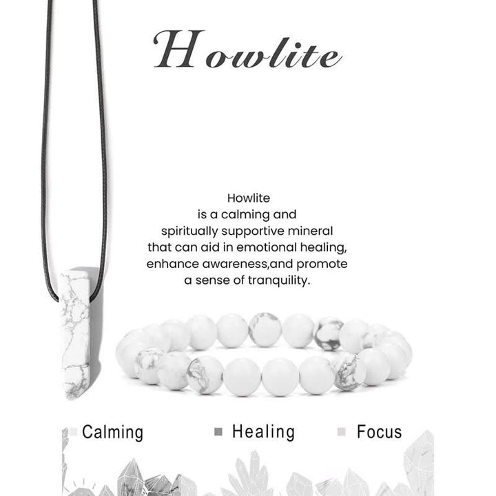 Olivenorma Collana con ciondolo in pietra naturale Bracciale con perline Set di gioielli