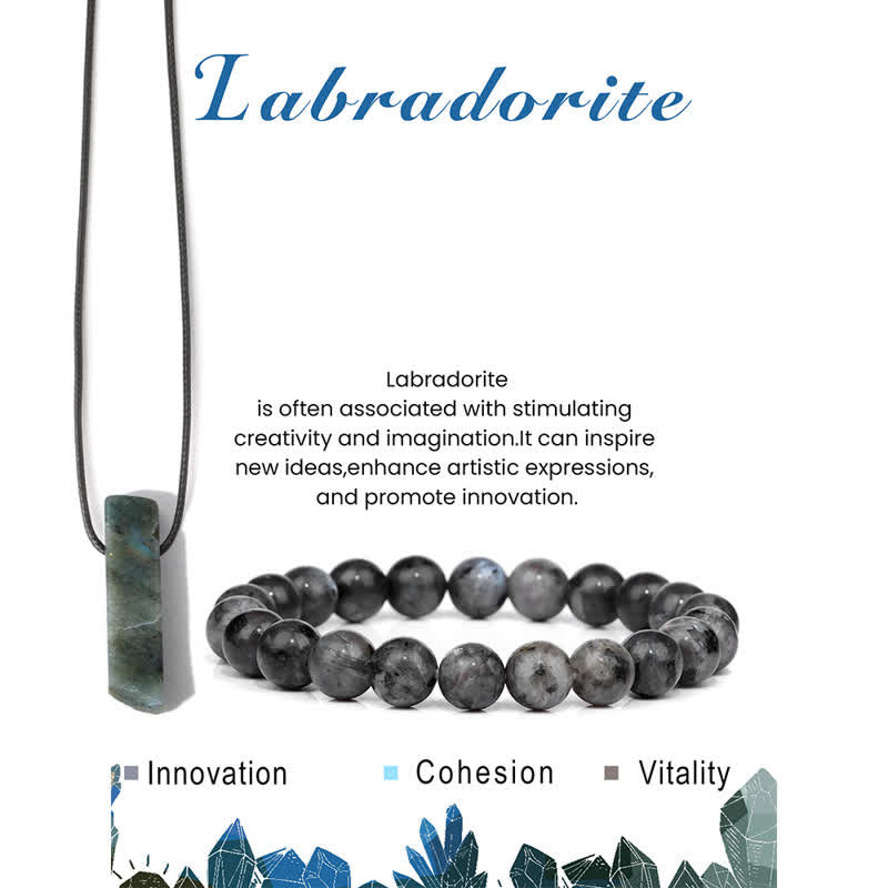 Olivenorma Collana con ciondolo in pietra naturale Bracciale con perline Set di gioielli