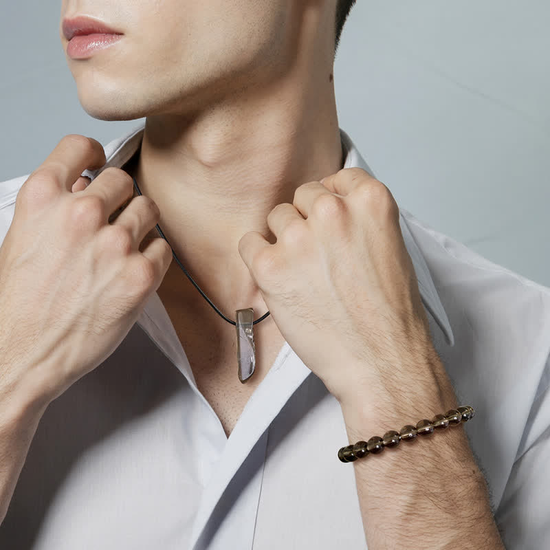 Olivenorma Collana con ciondolo in pietra naturale Bracciale con perline Set di gioielli