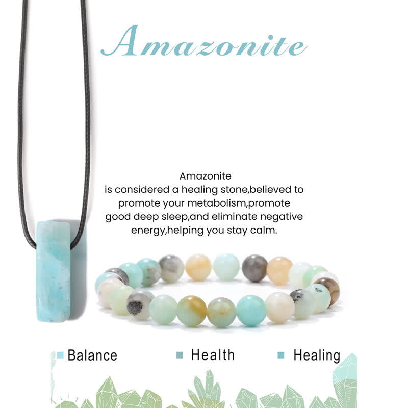 Olivenorma Collana con ciondolo in pietra naturale Bracciale con perline Set di gioielli