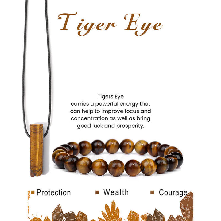 Olivenorma Collana con ciondolo in pietra naturale Bracciale con perline Set di gioielli