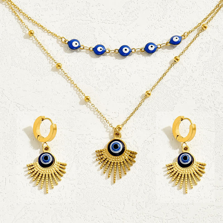 Olivenorma Blue Evil Eye Collana Orecchini Gioielli Set