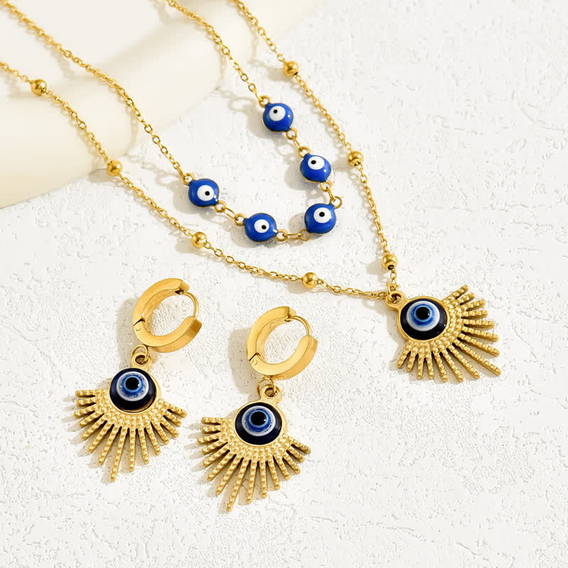 Olivenorma Blue Evil Eye Collana Orecchini Gioielli Set